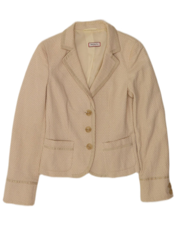 Max & Co. Giacca blazer a 3 bottoni da donna UK 6 XS Cotone beige