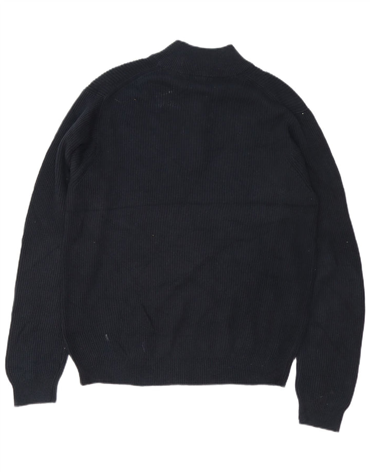 Maglione da uomo con zip e collo IZOD in cotone nero medio