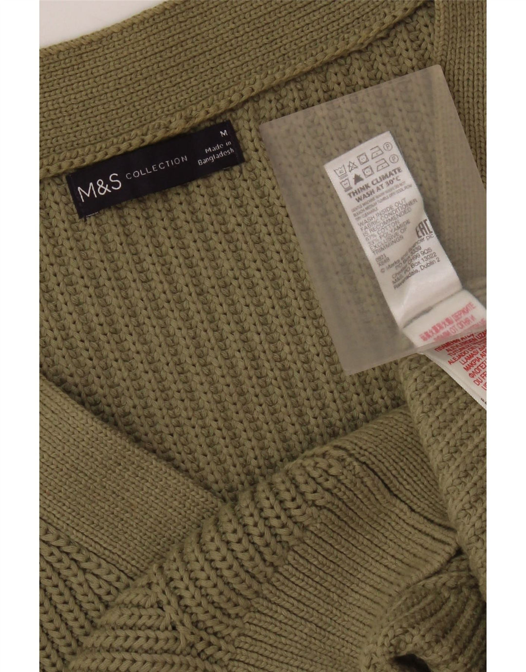 Maglione cardigan senza maniche corto da donna Marks & Spencer UK 14 medio cachi
