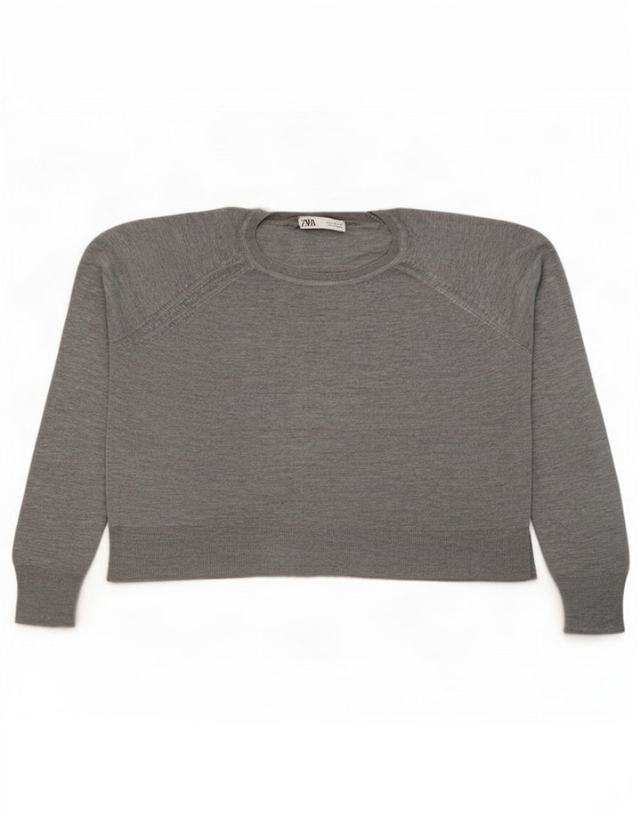 Maglione girocollo oversize da donna Zara UK 14 Viscosa grigio medio