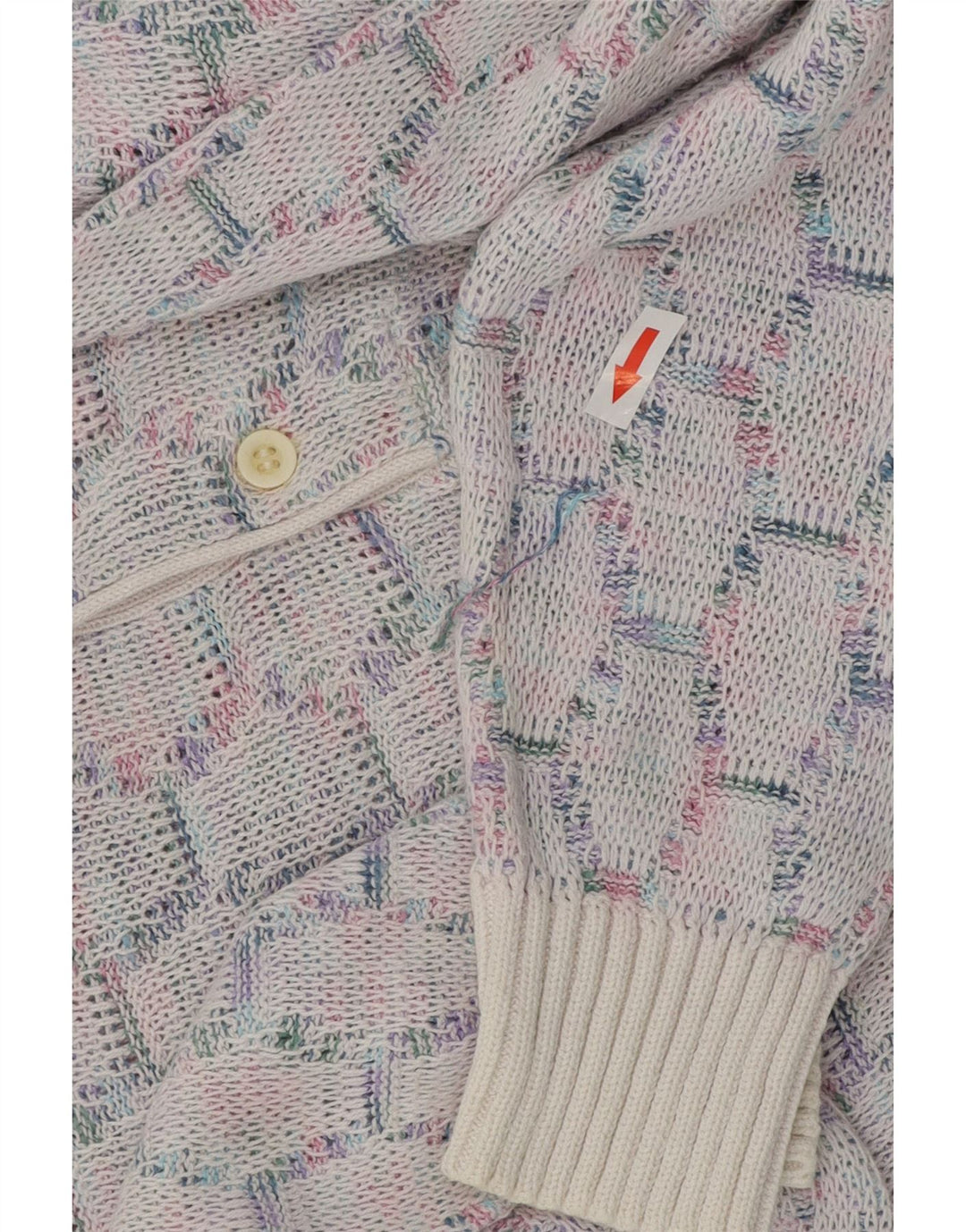 VINTAGE Maglione da uomo con collo alto blu medio geometrico