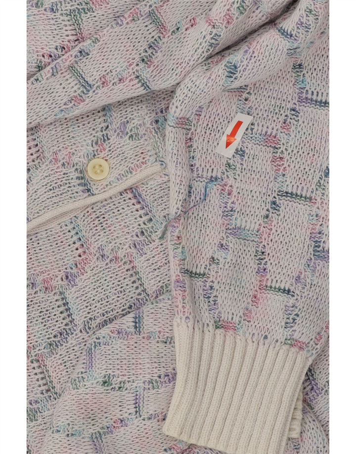VINTAGE Maglione da uomo con collo alto blu medio geometrico