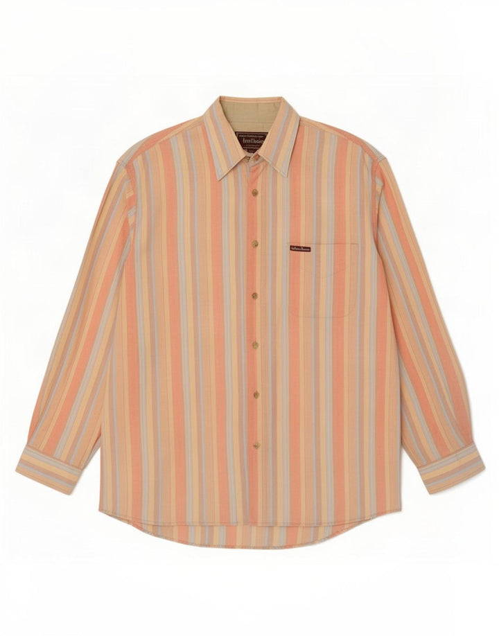 Camicia da uomo Marlboro Classics XL in cotone a righe arancioni