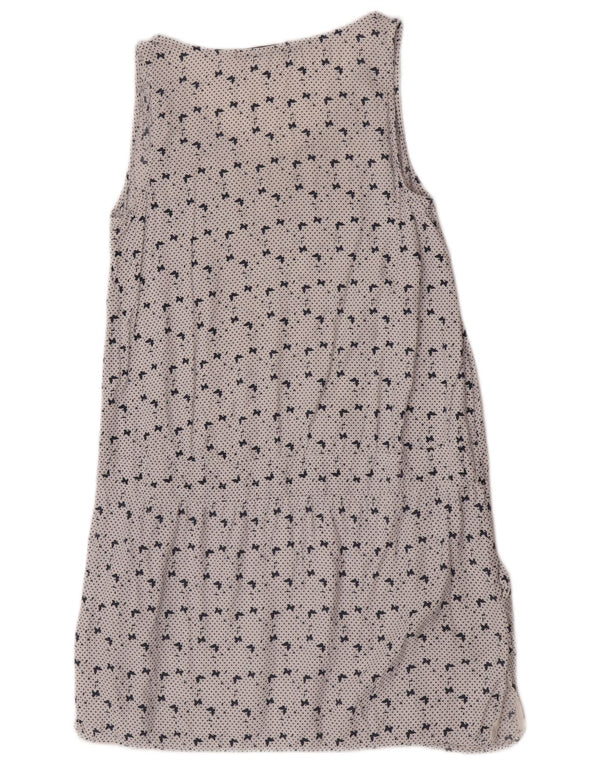 Abito Zara da donna senza maniche a vita bassa UK 10 piccolo bianco maculato