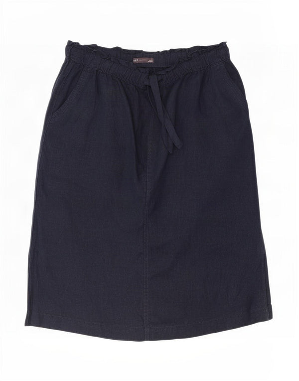 Gonna longuette da donna Marks & Spencer UK 18 XL W38 Lino blu navy
