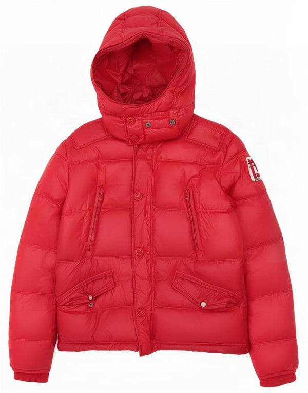 Giacca imbottita con cappuccio da uomo Diesel UK 42 XL nylon rosso