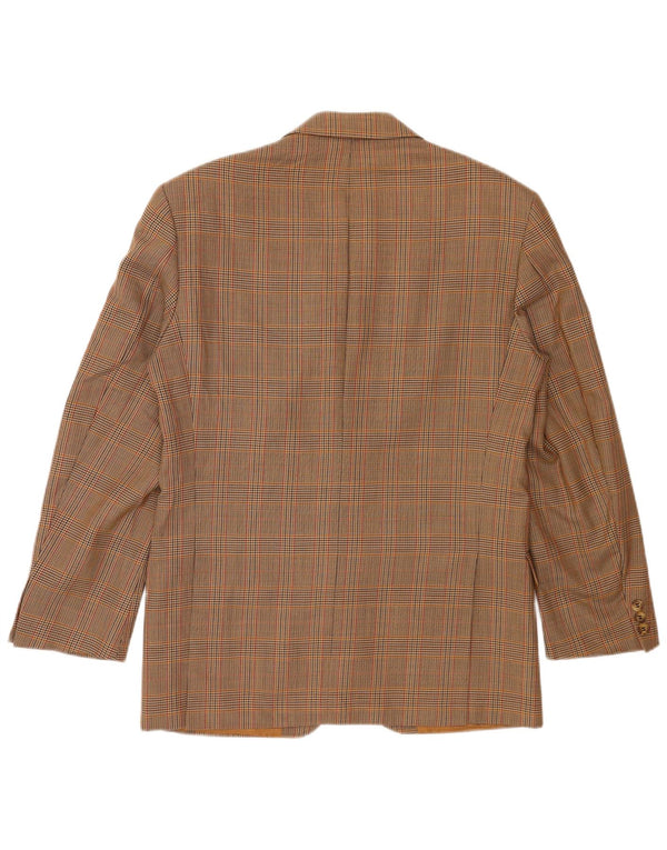 Marks & Spencer Mens 2 Button Blazer Jacket UK 38 Medium Beige Houndstooth