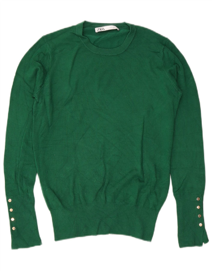 Maglione maglione girocollo da donna Zara UK 12 verde medio