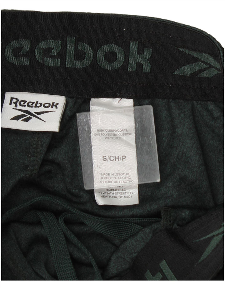 Pantaloncini sportivi Reebok da uomo piccoli in poliestere chiazzato verde