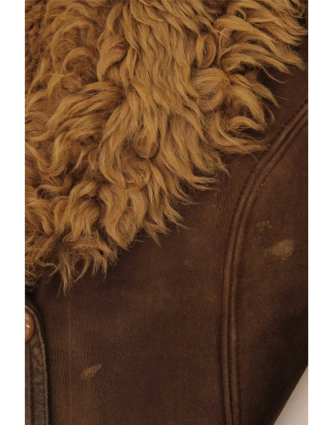 Cappotto vintage da donna in shearling a 3 bottoni UK 14 Marrone medio