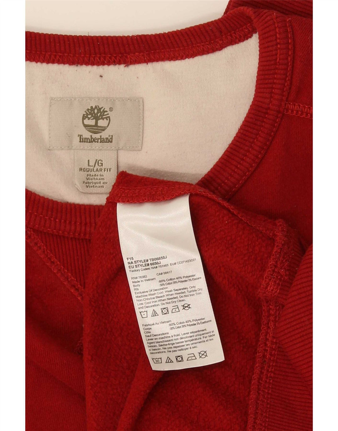 Timberland Uomo Regular Fit Felpa Maglione Grande Cotone Rosso