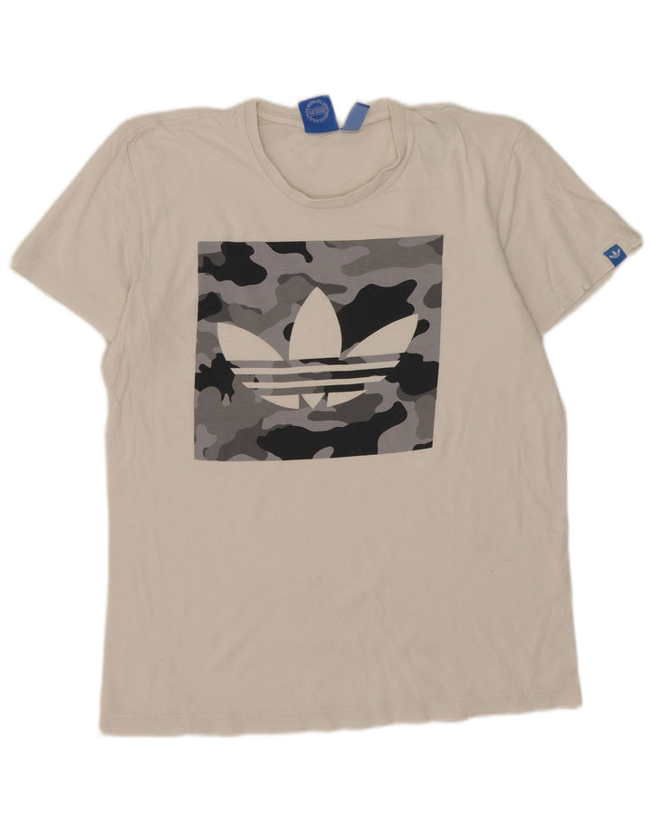 T-shirt grafica da uomo Adidas Top piccola in cotone bianco