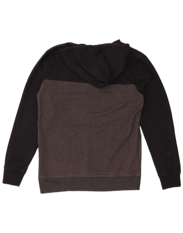 QUIKSILVER Felpa con cappuccio grafica da uomo in cotone color block grigio medio