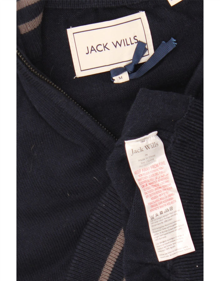 JACK WILLS Maglione da uomo con collo con zip in cotone medio blu navy