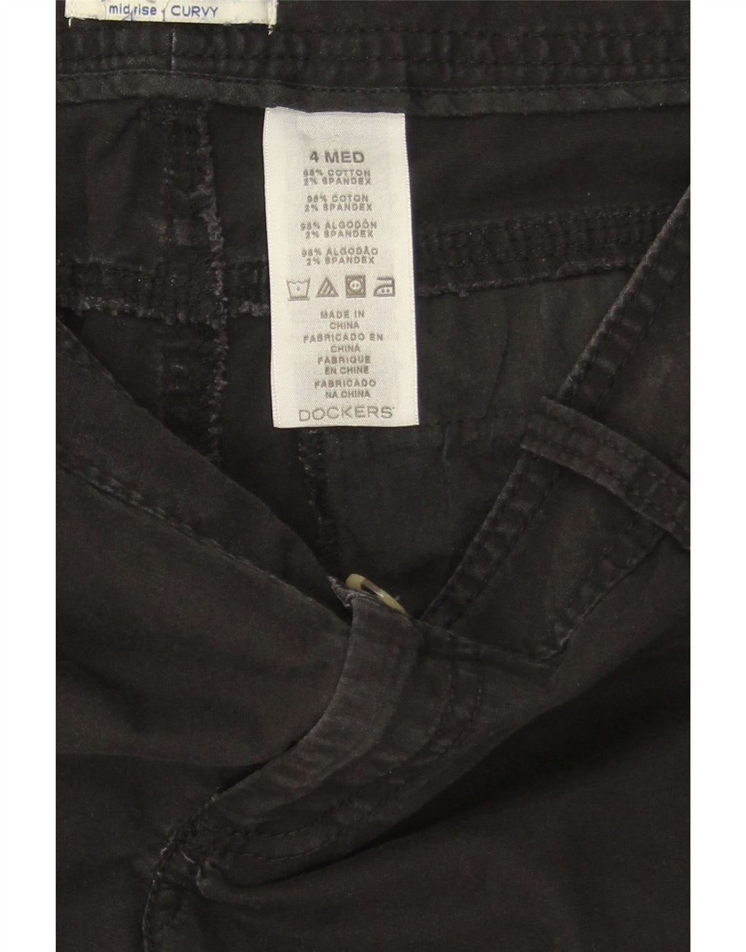 DOCKERS Womens Curvy Mid Rise Cargo Trousers US 4 Small W30 L30 Black Vintage Dockers and Second-Hand Dockers from Messina Hembry 