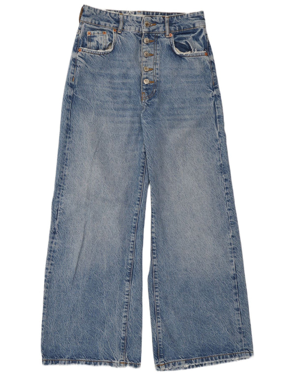 Jeans Zara da donna a gamba larga a vita alta EU 36 XS W26 L28 cotone blu