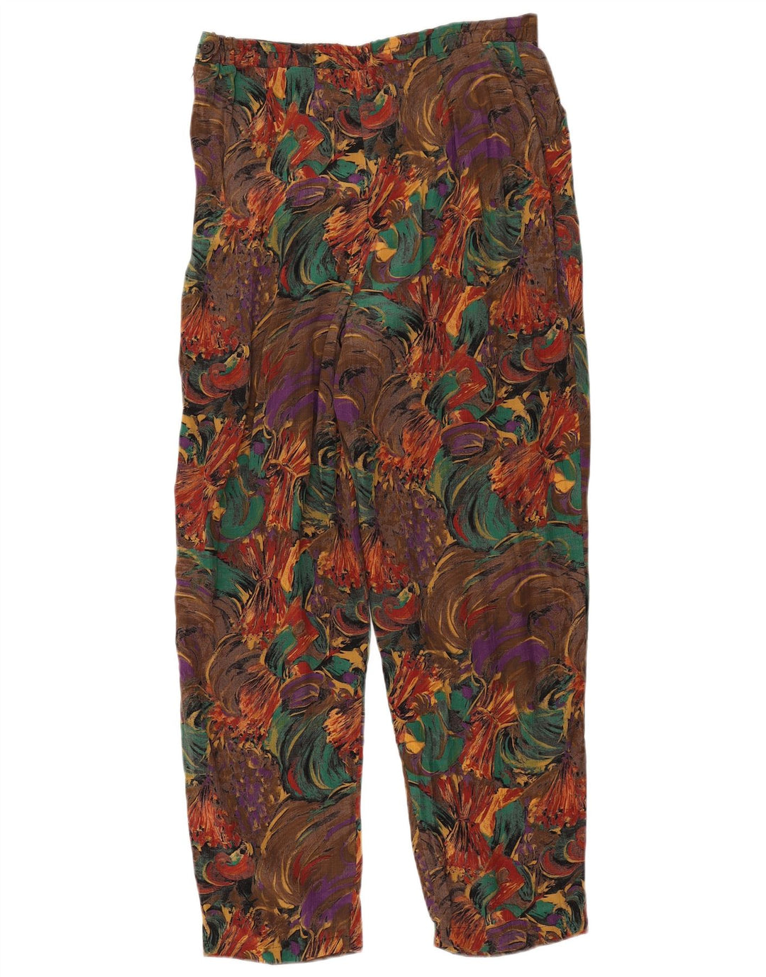 Pantaloni casual con ancoraggio modello astratto da donna vintage W32 L29 Marrone