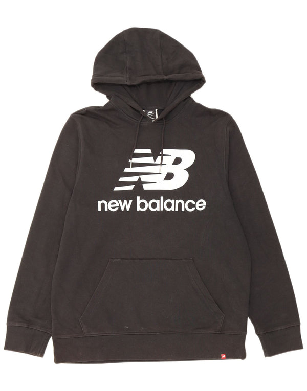 Felpa con cappuccio grafica da uomo New Balance XL in cotone nero