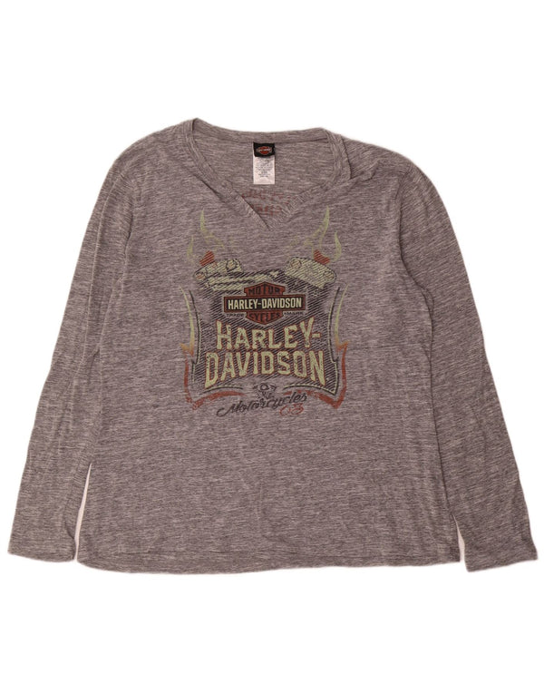 Harley Davidson Maglietta grafica da uomo a maniche lunghe 2XL Cotone chiazzato grigio