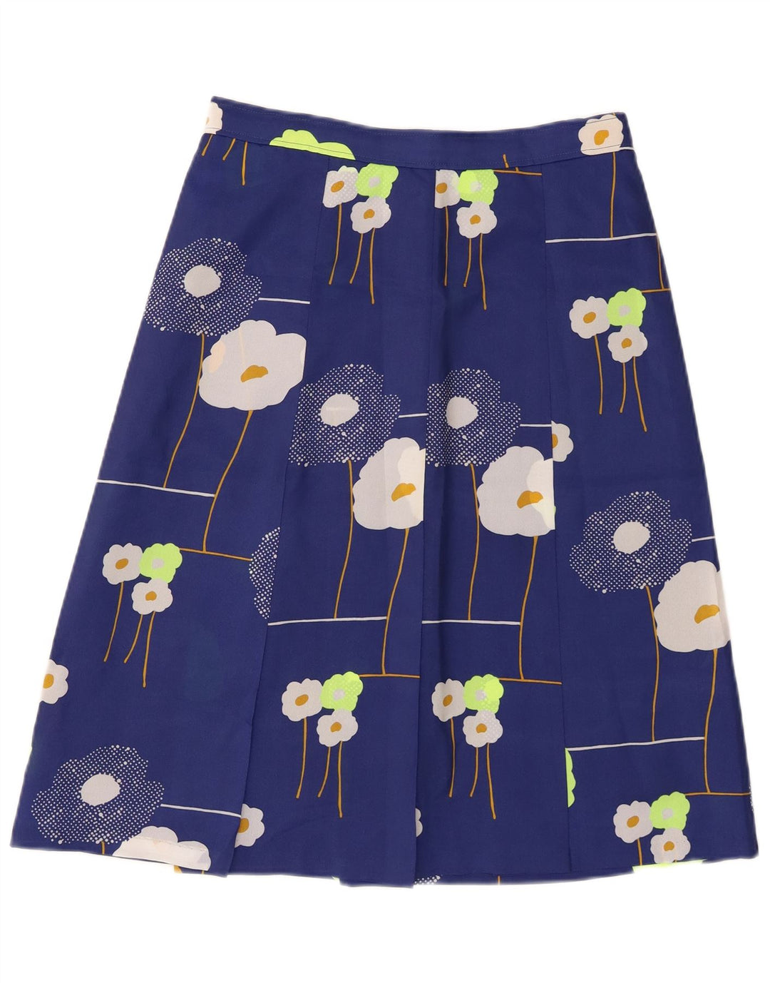 Gonna a trapezio da donna vintage W28 floreale blu medio