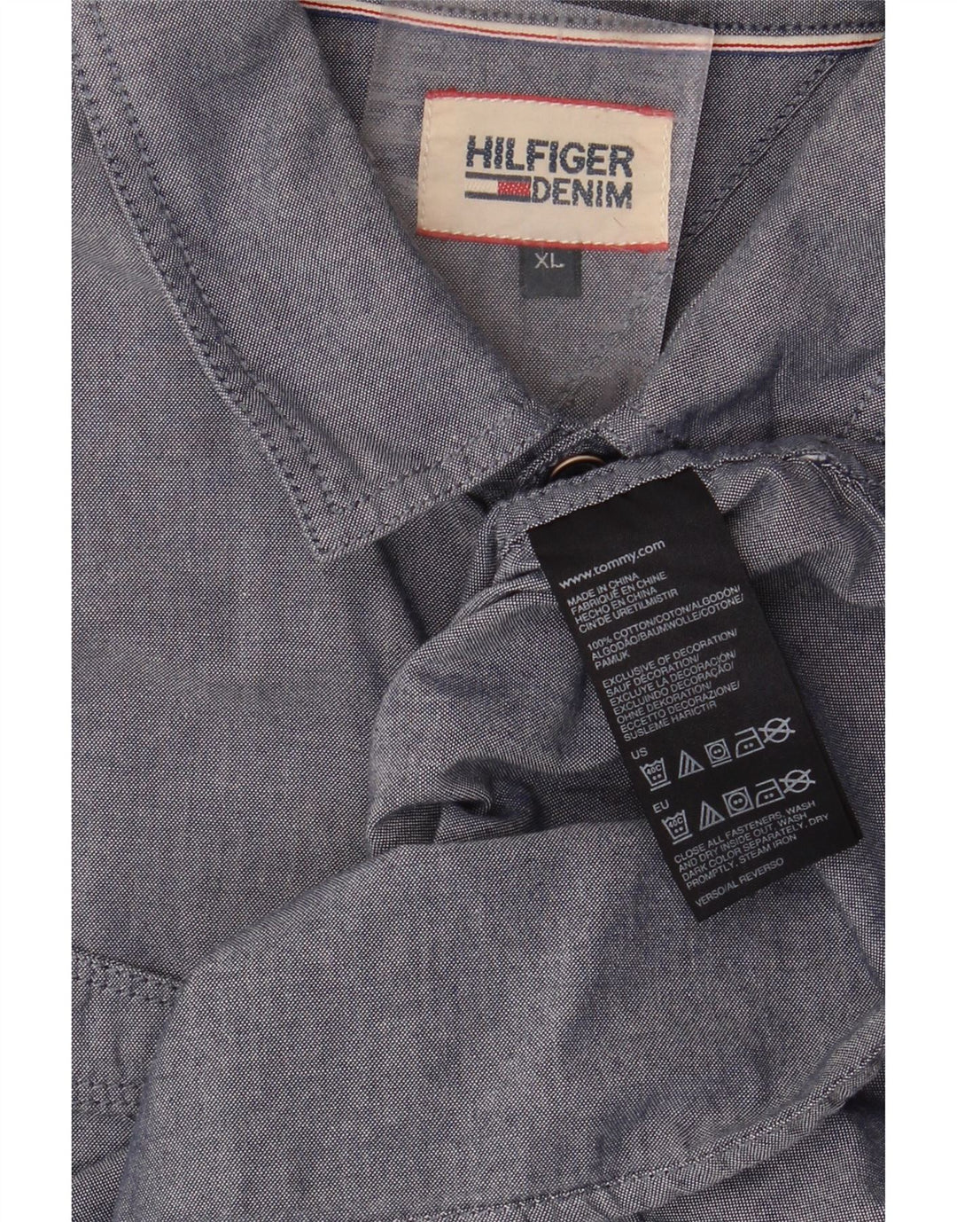 TOMMY HILFIGER Mens Shirt XL Navy Blue Cotton