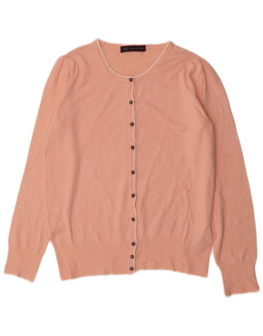 Maglione cardigan da donna Marks & Spencer UK 12 Viscosa rosa medio