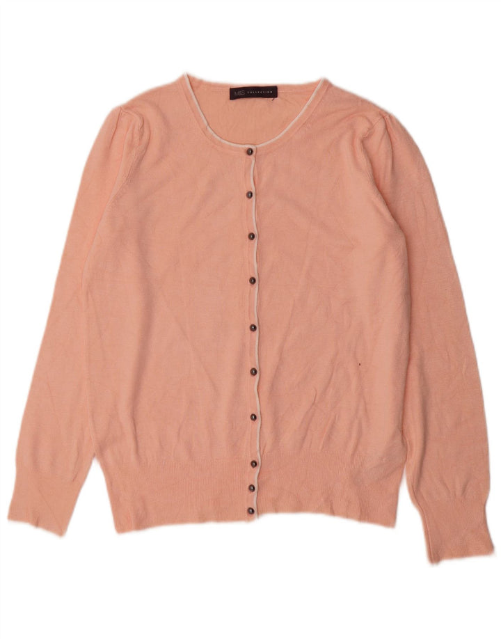 Maglione cardigan da donna Marks & Spencer UK 12 Viscosa rosa medio