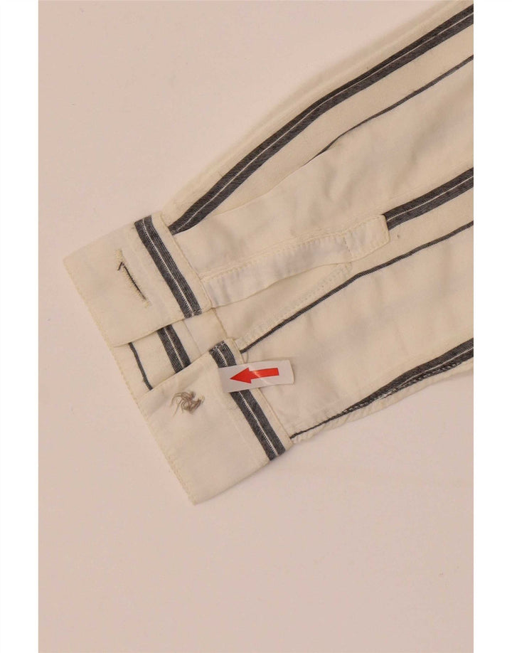 Camicetta camicia vintage da donna IT 44 Viscosa a righe bianco sporco medio