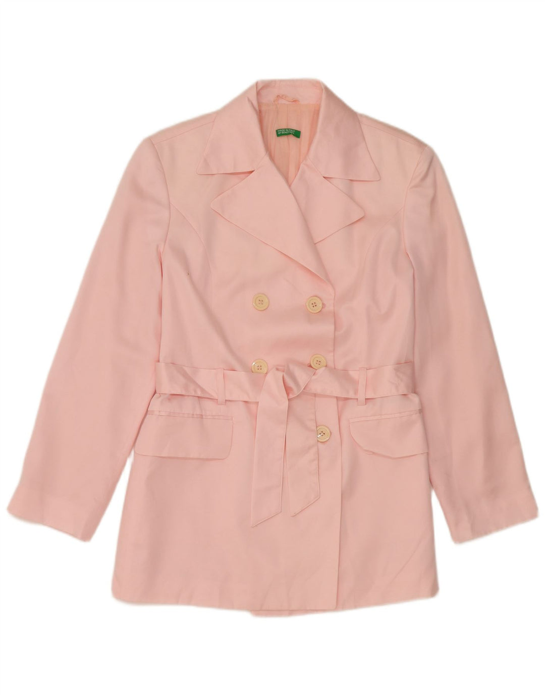 Giacca blazer doppiopetto da donna Benetton UK 14 poliestere rosa medio