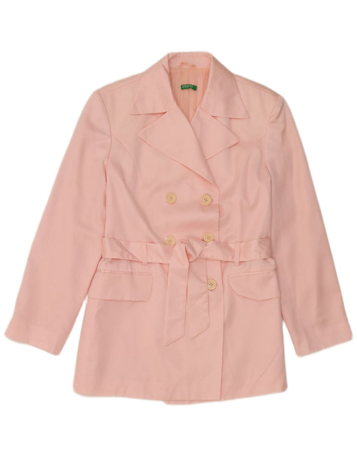 Giacca blazer doppiopetto da donna Benetton UK 14 poliestere rosa medio