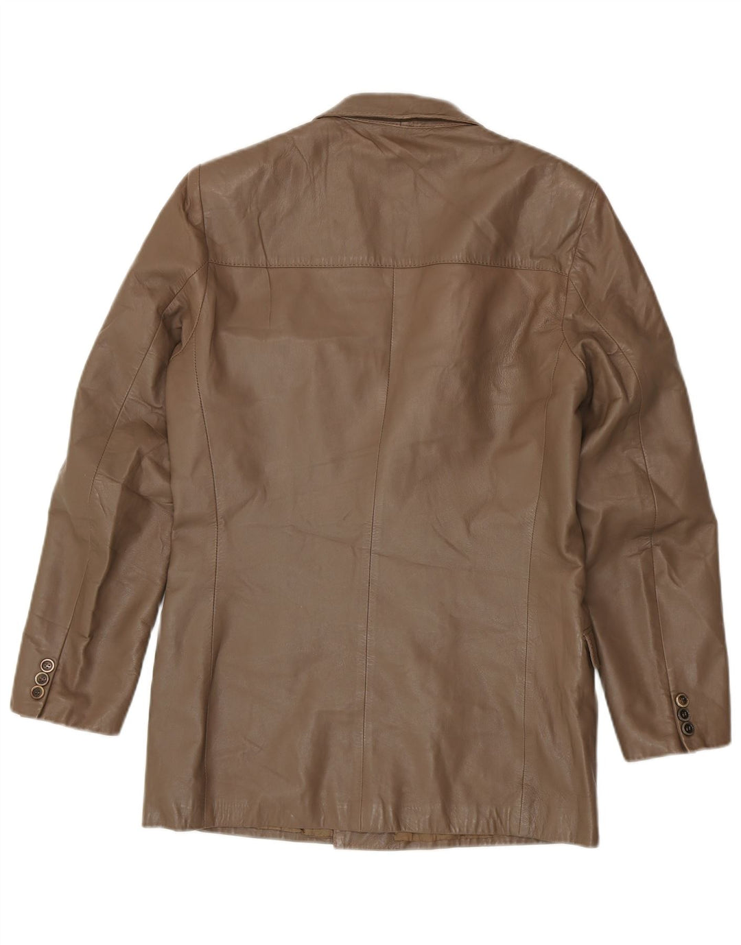 Giacca blazer in pelle doppiopetto vintage da uomo IT 48 Marrone medio