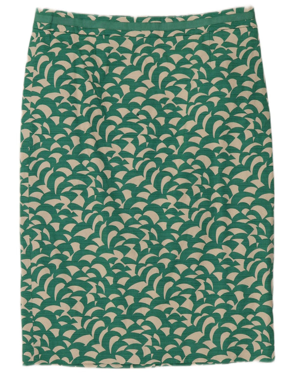 Gonna dritta da donna con motivo astratto Boden UK 14 grande W32 cotone verde