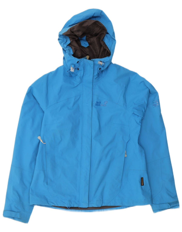Giacca antipioggia con cappuccio da donna Jack Wolfskin UK 10 Small Blu Poliammide