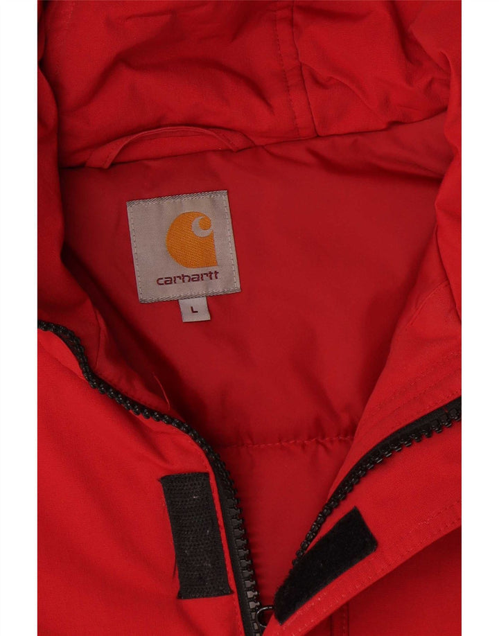 Giacca imbottita con cappuccio da uomo Carhartt UK 40 grande nylon rosso