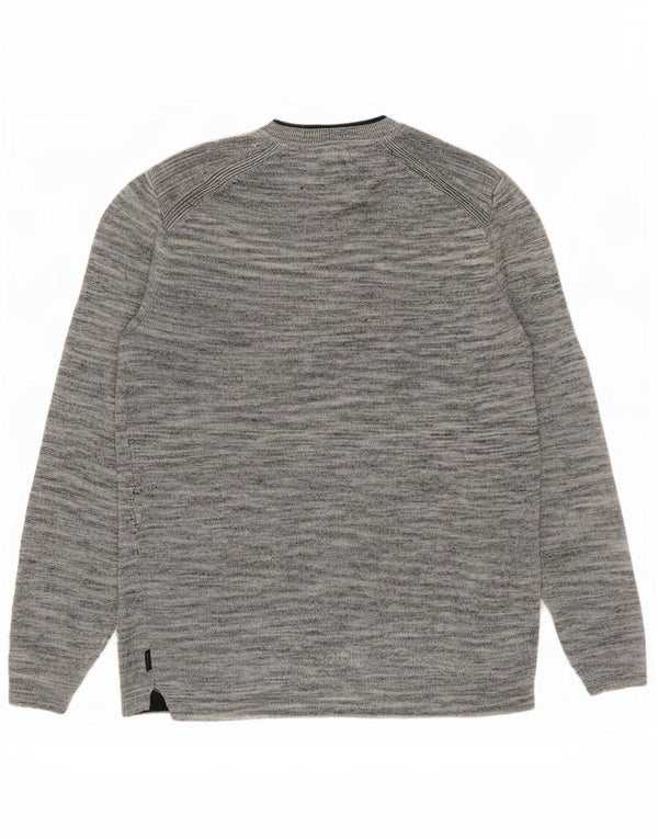 Maglione maglione girocollo da uomo Ted Baker taglia 3 Lino screziato grigio medio