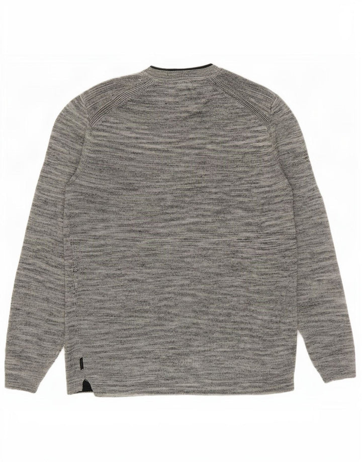 Maglione maglione girocollo da uomo Ted Baker taglia 3 Lino screziato grigio medio