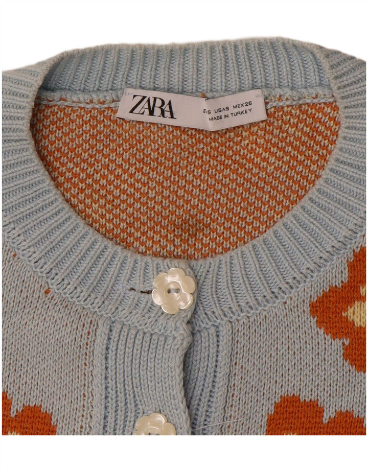 Maglione cardigan oversize da donna Zara UK 10 piccolo blu floreale