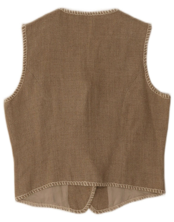 Gilet Donna Seventy IT 44 Beige Medio Lino