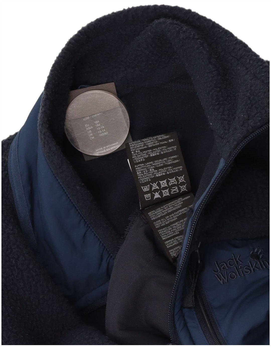 JACK WOLFSKIN Giacca in pile da bambino 13-14 anni Blu navy Colourblock
