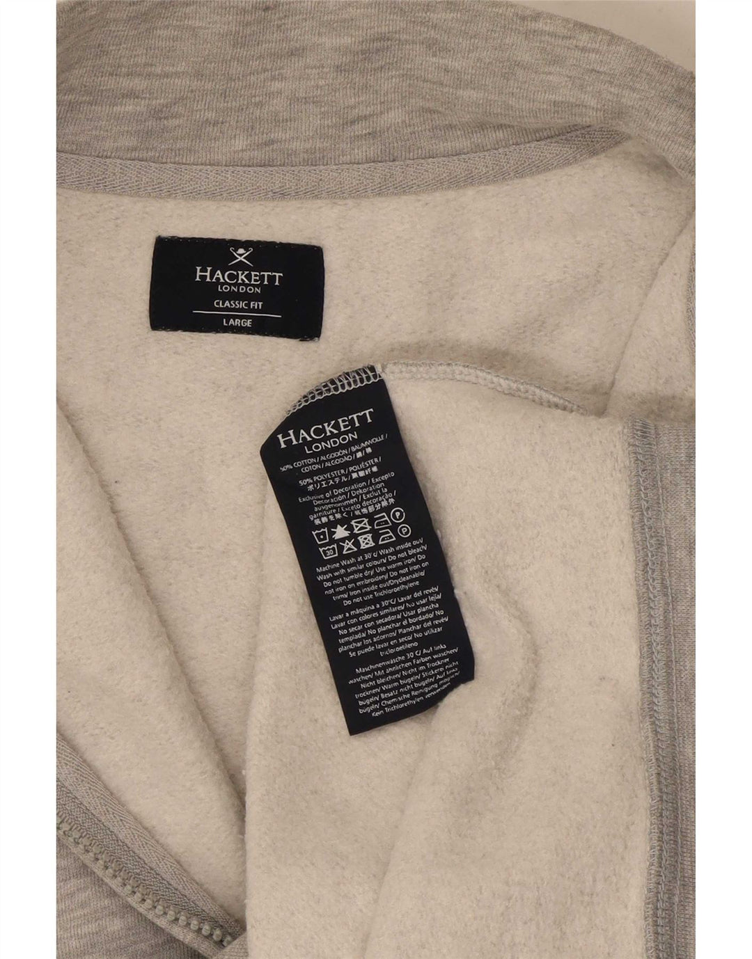 Felpa da uomo Hackett con vestibilità classica, collo con zip, grande grigio screziato