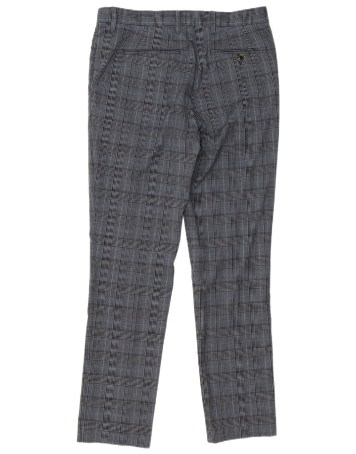 Pantaloni da abito slim da uomo Ted Baker W32 L31 Poliestere a quadri grigi