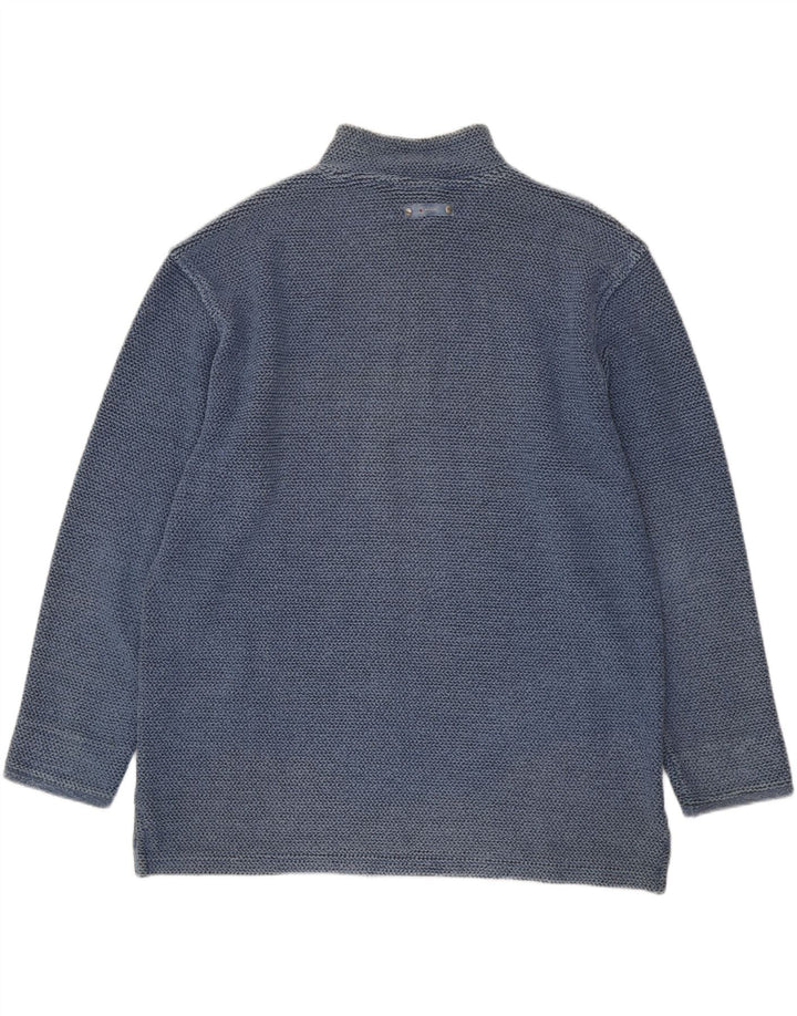 Felpa da uomo con collo con zip Weird Fish, maglione XL, cotone blu