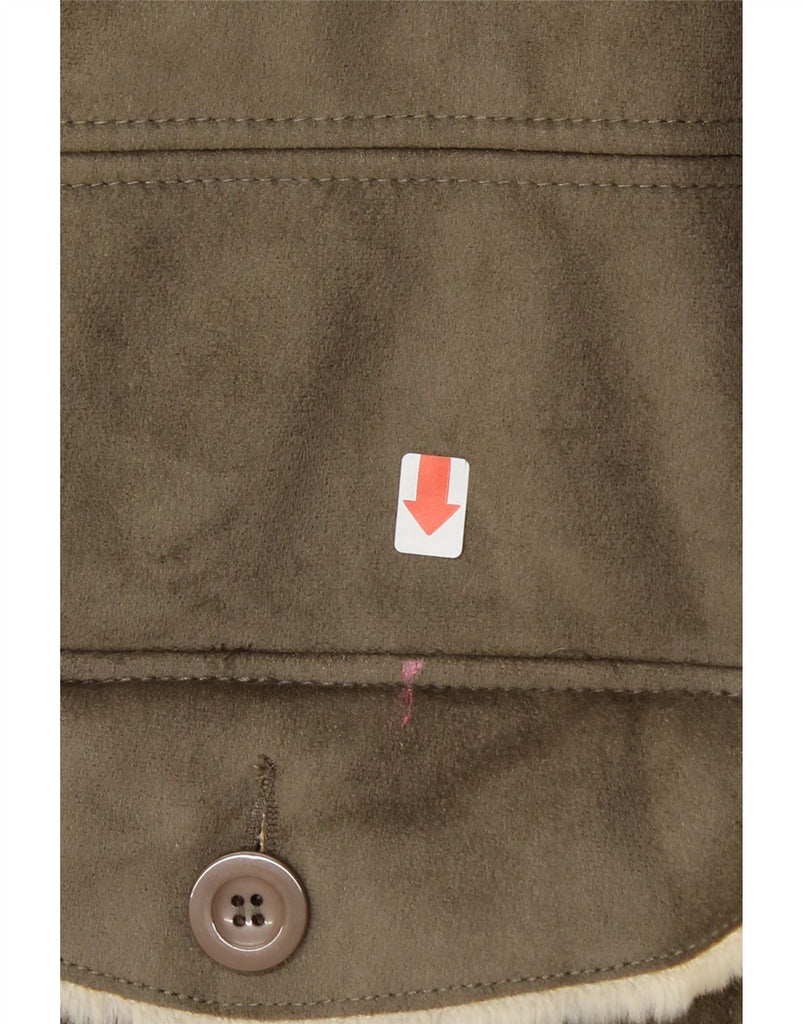 ULLA POPKEN Womens Sherpa Double Breasted Coat UK 24/26 4XL Green Vintage Ulla Popken and Second-Hand Ulla Popken from Messina Hembry 