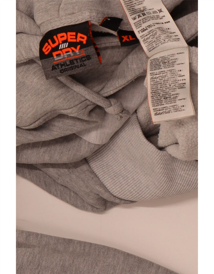 Felpa con cappuccio grafica da uomo SUPERDRY XL in cotone color block grigio