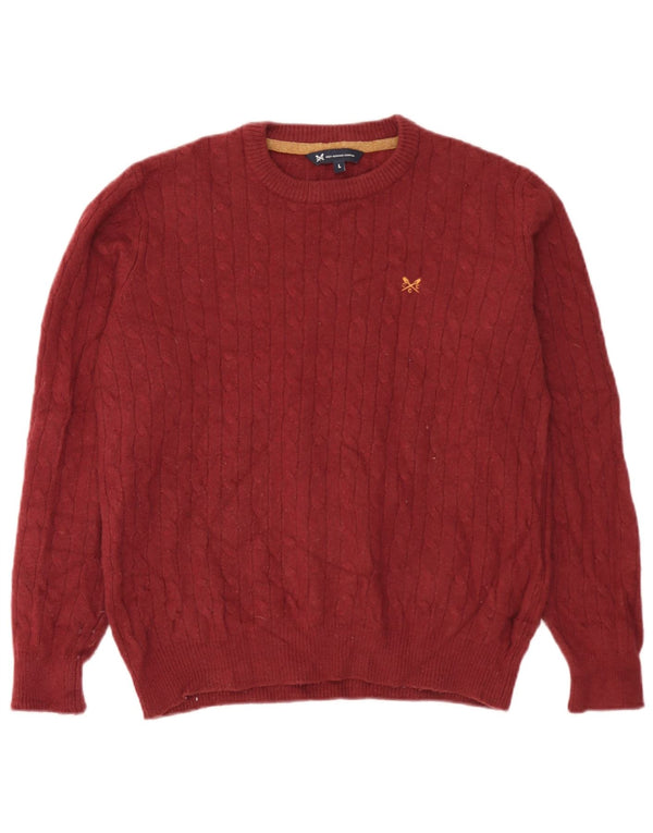 Crew Clothing Maglione da uomo con collo in lana di agnello grande bordeaux