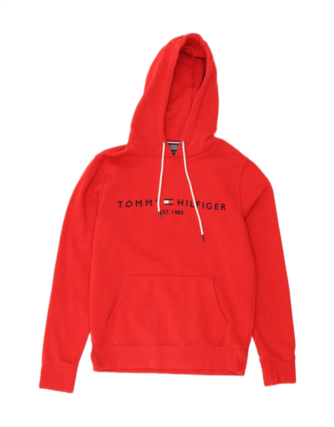 Maglione con cappuccio grafico da uomo Tommy Hilfiger in cotone rosso medio
