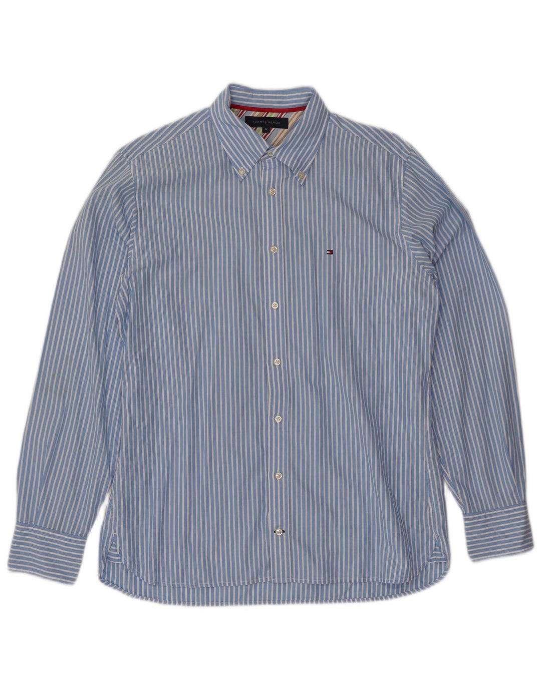TOMMY HILFIGER Camicia da uomo in cotone a righe blu medio