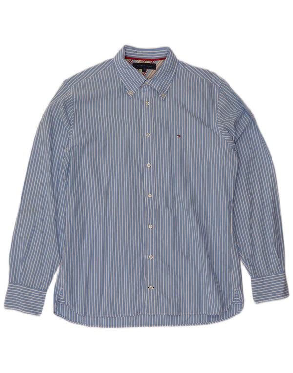 TOMMY HILFIGER Camicia da uomo in cotone a righe blu medio