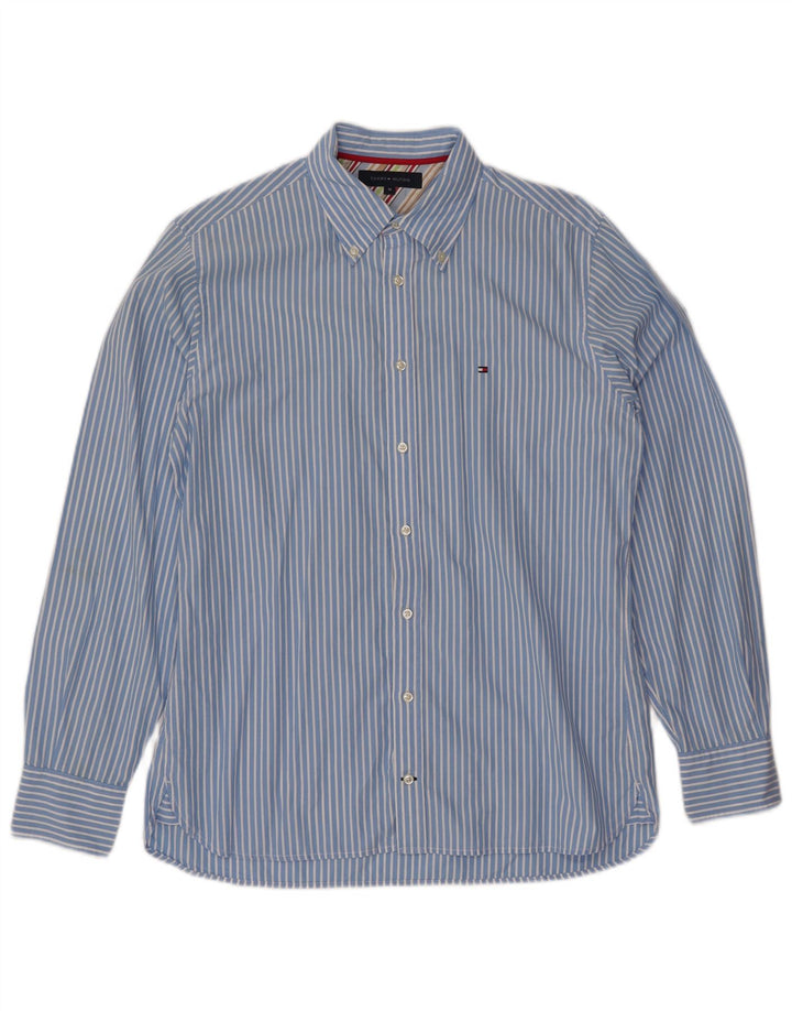 TOMMY HILFIGER Camicia da uomo in cotone a righe blu medio