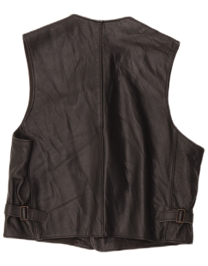 Gilet in pelle da uomo grande nero